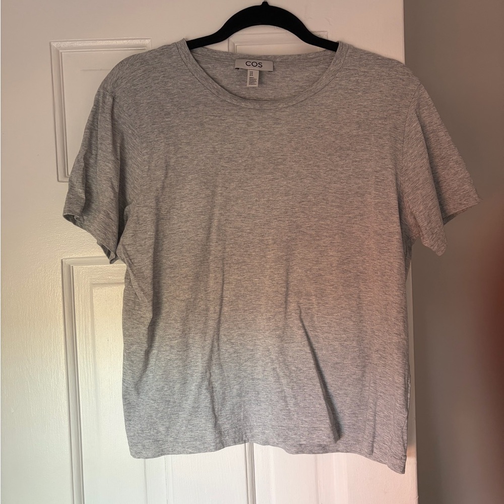 COS CREW-NECK COTTON T-SHIRT in Grey melange